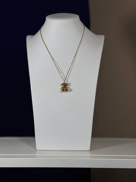 Collana Dorata con Ciondolo a Forma di Orsetto